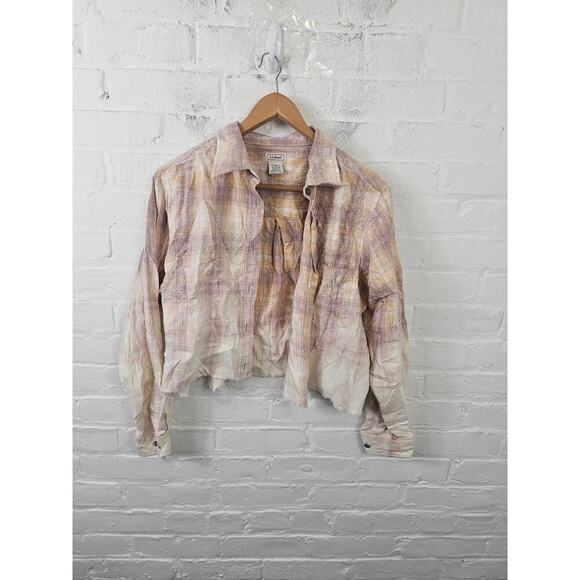 L.L. Bean Women's Collared Flannel Button Down Shirt Long Sleeve Brown Size 1X - Picture 1 of 4